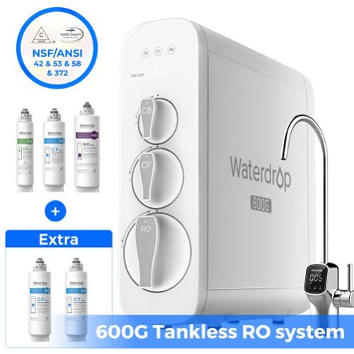 Waterdrop - G3P600 Reverse Osmosis System Extra 2 WD-G3-N1CF Water Filters - White-Front_Standard 