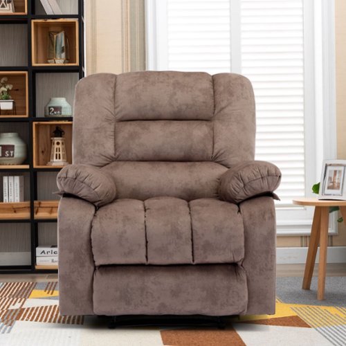Bestier Massage Recliner Chairs with Heat and Vibration Soft Fabric Single Manual Reclining Chair - Brown