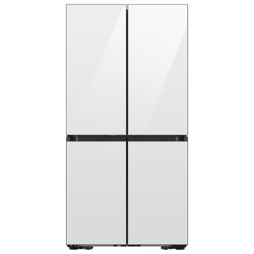  Samsung - Bespoke 22 cu. ft. Counter Depth 4-Door French Door Refrigerator with Zero Clearance Fit - White Glass