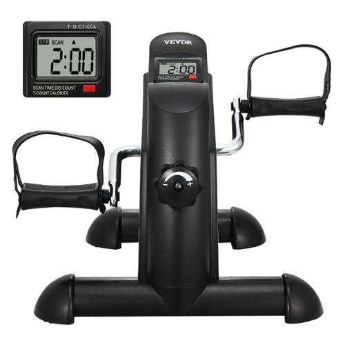 VEVOR - Under Desk Bike Pedal Exerciser, Mini Exercise Bike for Arm/Leg Exercise, Multi-level Resistance Pedal - Black-Front_Standard 