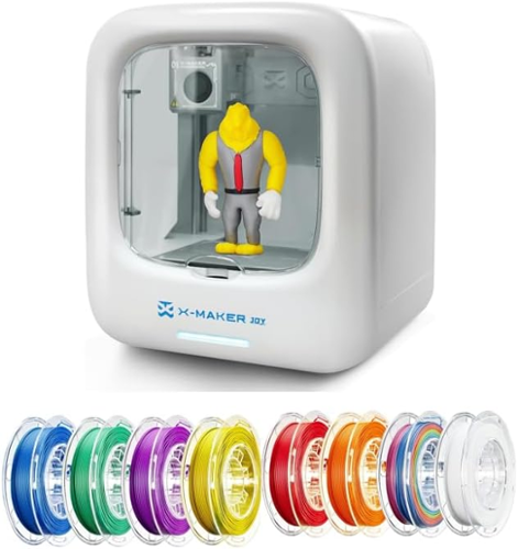 Kid 3D Printer (AI) STEM Toy with 3D Design App: AOSEED X-MAKER JOY + 8 PLA | App Control, 1500+ Models - White-Front_Standard 