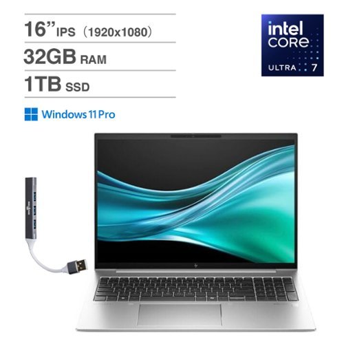 HP - EliteBook 860 Laptop 16.0 WUXGA (Intel Ultra 7 155U, 32GB DDR5, 1TB PCIe SSD, Win 11 Pro) w/USB Hub - Pike Silver-Front_Standard 