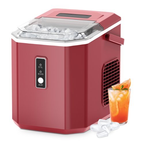 SIMZLIFE - Portable Countertop Ice Maker - 9 Cubes in 6 Mins, 26lbs/Day, Self-Cleaning with Ice Scoop & Basket, for Home/Office/RV - Red-Front_Standard 