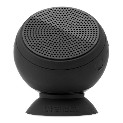 Speaqua - Barnacle Vibe 2.0 Portable Waterproof Bluetooth Speaker with Built in Storage (2,000 songs) - Manta Ray Black-Front_Standard 