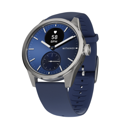 Withings - ScanWatch 2 - Heart Health Hybrid Smartwatch - 42mm - Blue - (2022)-Front_Standard 