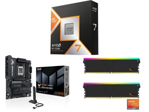 CPU MotherBoard Memory Combo - AMD 9850X3D + ASUS TUF X870E-PLUS WIFI7 + V-color 16GB Memory-Front_Standard 