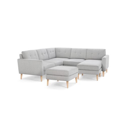 Burrow - Mid-Century Nomad 5-Seat Corner Sectional with Chaise and Ottoman