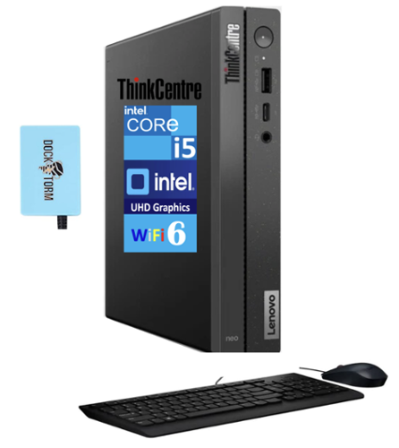 Lenovo - ThinkCentre Neo 50Q Mini Desktop (Intel i5-13420H, 64GB DDR4, 2TB PCIe SSD, Intel UHD, Win 11 Pro) w/USB Hub - Black-Front_Standard 