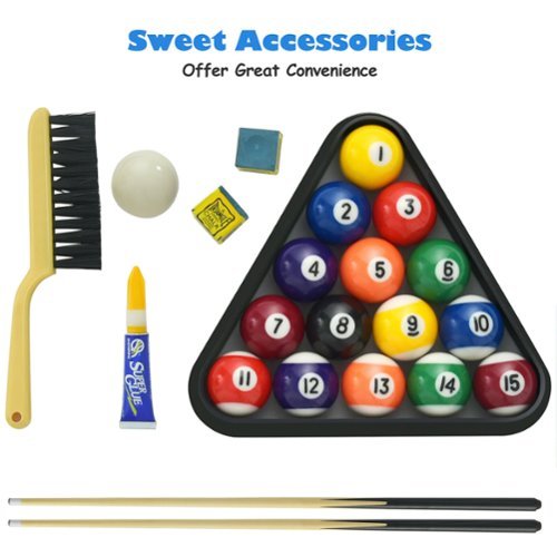 Costway 47'' Folding Billiard Table Pool Game Table for Kids w/ Cues & Chalk & Brush Blue - Blue WHERE TO BUY