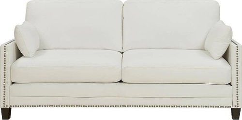 Elle Decor - Bella 3-Seat Woven Fabric Sofa - Ivory-Front_Standard 