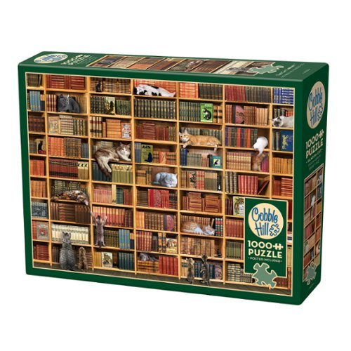 Outset Media - Outset Media: Cobble Hill 1000 Piece Puzzle: The Cat Library - Reference Poster Included