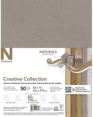 Neenah Paper - 65 lb. Cardstock Paper, 8.5" x 11", 50 Sheets/Ream (99316MA) - Naturals Assortment