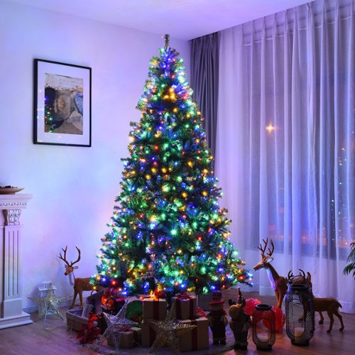 Costway - 8Ft Pre-Lit Artificial Christmas Tree Hinged 750 LED Lights