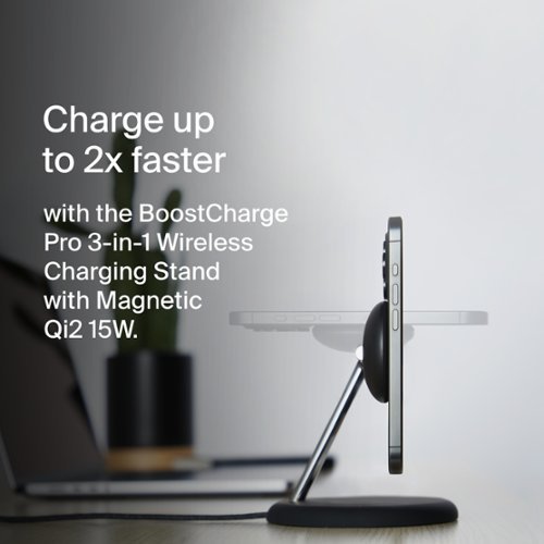 Belkin 3-in-1 Stand 15W Qi2 Wireless Charger, Fast Charging for iPhone 16, AirPods, Apple Watch, & More (PSU Included) - White BUY ONLINE