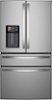 GE Profile - 36 in. Wide 27.89 Cu. Ft. Smart Energy Star 4-Door French Door Refrigerator with Kitchen Assistant - Stainless Steel-Front_Standard