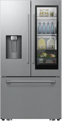 Front. Samsung - Bespoke AI 29 cu. ft. 3-Door French Door Refrigerator with Auto View & Zero Clearance Fit - Fingerprint Resistant Stainless Steel.