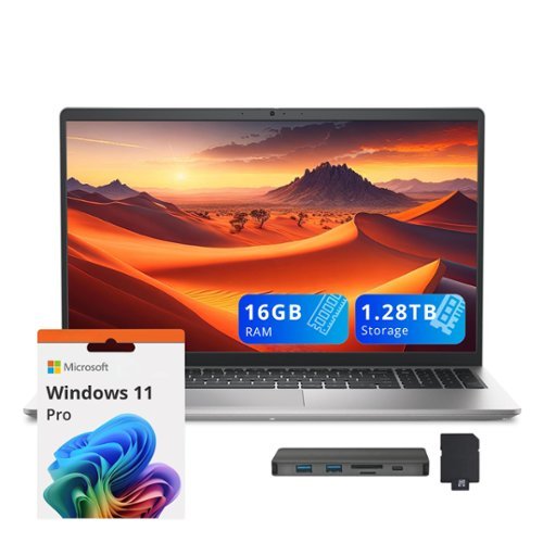 Dell - 15 15.6" FHD Laptop,Intel Core i7-1355U,16GB RAM,1TB SSD+288GB Docking Station,Intel UHD Graphics,Win 11 Pro - Silver-Front_Standard 