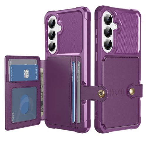 Dteck - For Samsung Galaxy A17 5G Wallet Case Flip Card Slots Magnetic Clasp Shockproof Anti-Scratch Cover - Purple-Front_Standard 