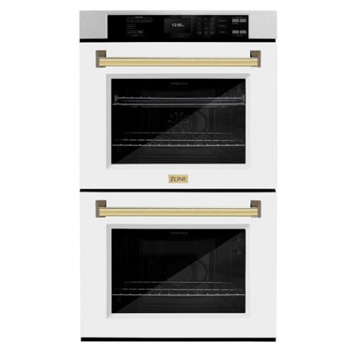 ZLINE - 30 in. Autograph Double Wall Oven w/ Air Fry in Satin Steel w/ White and Gold - Satin Stainless Steel