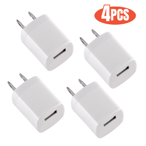 Qixxronics - 4pack USB Wall Charger Adapter Charging Block for iPhone Xs/XS Max/X/8/7/6 Plus, Galaxy S9/S8/S8 Plus, Moto, LG, HTC - White-Front_Standard 