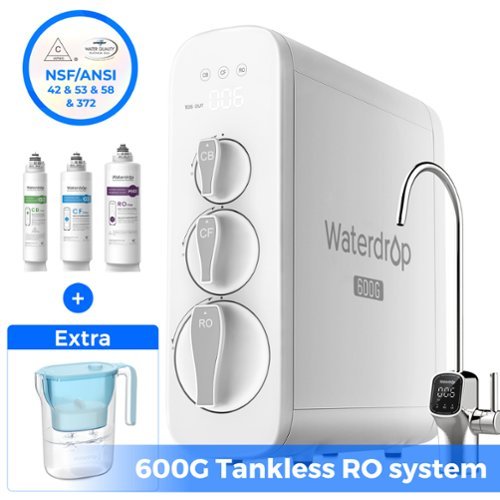 Waterdrop - G3P600 Reverse Osmosis System Extra WD-PT-05B-L Water Filter Pitcher - White-Front_Standard 