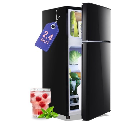 DEMULLER - 2.4 Cu.Ft Compact Mini Fridge with Freezer, Dorm Kitchen Refrigerator with 7 Temperature Settings - Black-Front_Standard 