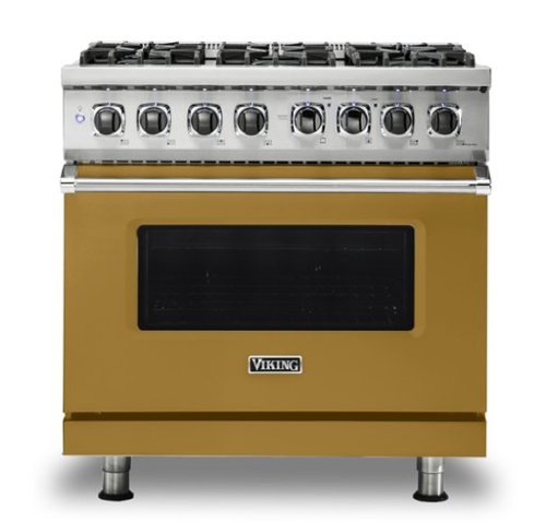 Viking - 5-Series 5.6 Cu. Ft. Self-Cleaning Freestanding Dual Fuel Convection Range - 6 Burner - Golden Hour-Front_Standard 
