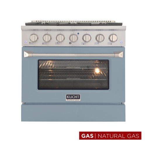Kucht - 36 in. 5.2 cu. ft. Natural Gas Range with Sealed Burners and Convection Oven in Light Blue - Light Blue-Front_Standard 