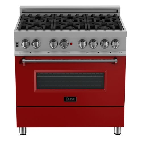 ZLINE - 36 in. Legacy Dual Fuel Range in Satin Stainless Steel & Red Matte Door (RAS-RM-36) - Matte Red-Front_Standard 