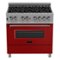 ZLINE - 36 in. Legacy Dual Fuel Range in Satin Stainless Steel & Red Matte Door (RAS-RM-36) - Matte Red-Front_Standard
