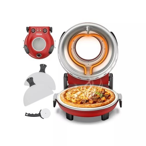 Teendow - 12" Indoor Pizza Maker,Pizza Oven with Removable Ceramic Stone, 800°F Max Heat, Adjustable Top & Bottom Heating - Red-Front_Standard 