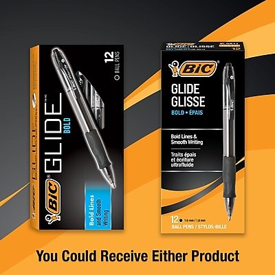 BIC GLIDE Bold Retractable Ballpoint Pen, Bold Point, 1.6mm, Dozen