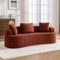 KERDOM - 80" Curved Loveseat for Small Space, Modern Teddy Sofa Couch with 3 Pillows for Apartment, Bedroom, No Assembly Required - Red-Front_Standard