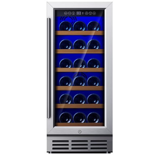 SIMZLIFE - 15 In Under-counter Wine Refrigerator, Digital Temperature Control, Freestanding Chiller with Removable Shelves - Silver-Front_Standard 