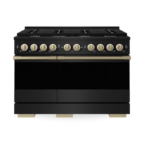 ZLINE - Autograph 48 in. 6.7 cu. ft. Marino Freestanding Gas Range with 8 Burners in Black Stainless Steel and Bronze Accents - Black Stainless Steel