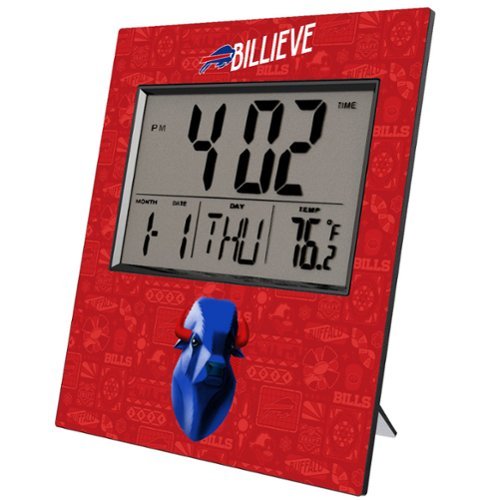 Keyscaper - Buffalo Bills 2024 Illustrated Limited Edition Digital Desk/Wall Clock - Gray-Front_Standard 