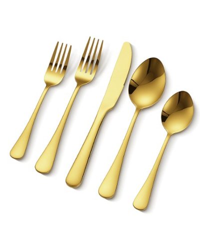 VEVOR - 100-Piece Silverware Set, Food-Grade Stainless Steel Flatware Utensils for 20, Mirror Finished Cutlery Set - Gold-Front_Standard 