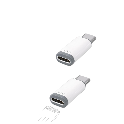 Qixxronics - (2pack) Lightning Female to USB C Male Adapter Compatible with Charging Data Sync for Type C iPhone iPad Samsung Android - White-Front_Standard 
