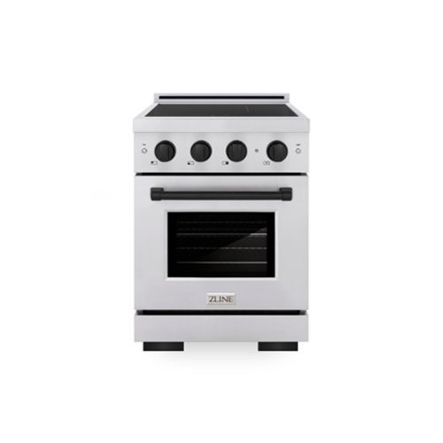 ZLINE - Autograph 24 in. 3.2 cu. ft. Paramount Freestanding Induction Range with 3 Burners and Electric Oven w/ Black Accents - Stainless Steel