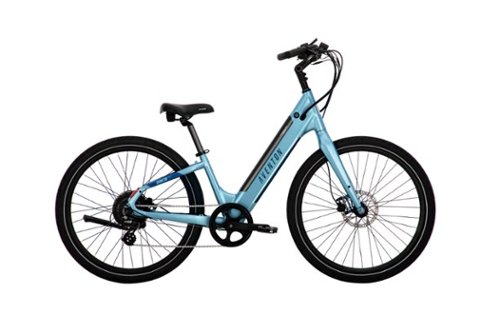 Aventon - Pace 500.3 Step-Through Ebike w/ up to 60 mile Max Operating Range and 28 MPH Max Speed - Regular - Blue Steel-Front_Standard 