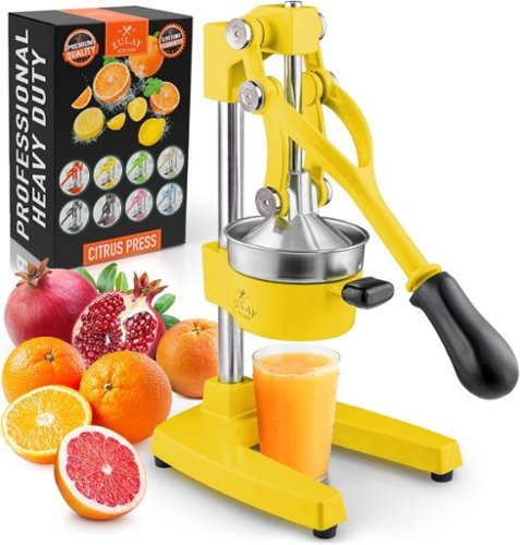 Zulay Kitchen - Cast-Iron Manual Citrus Press & Orange Squeezer Juicer - Bright Yellow-Front_Standard 