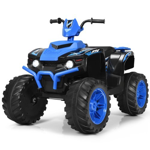 Gymax - 12V Electric Kids Ride On Car ATV 4-Wheeler Quad w/ Music LED Light - Navy-Front_Standard 