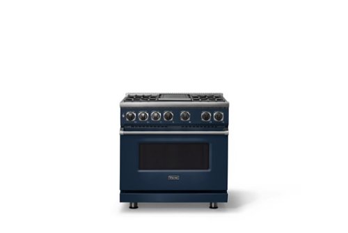 Viking - 36 in. Wide 4 Burner Freestanding 7 Series Dual Fuel Self-Clean Range - Slate Blue-Front_Standard 