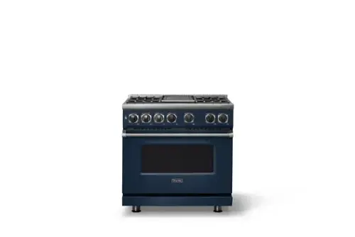 Front. Viking - 36"W. 5.6 Cu. Ft. 7S Self-Clean Dual Fuel Range-Slate Blue - Slate Blue.
