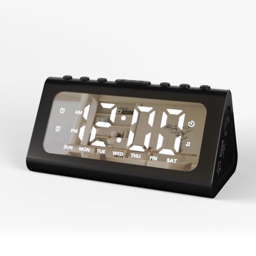 Dazzed Corner - Digital Mirror Alarm Clock, Dual Alarm Clock - Black-Front_Standard 