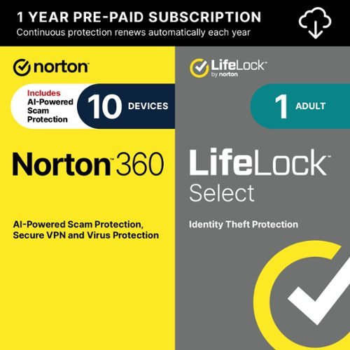 NortonLifeLock - 360 Deluxe (5 Device) + LifeLock Select Antivirus Internet Security + Scam Protection + Identity Protection + VPN - Android, Apple iOS, Mac OS, Windows [Digital]