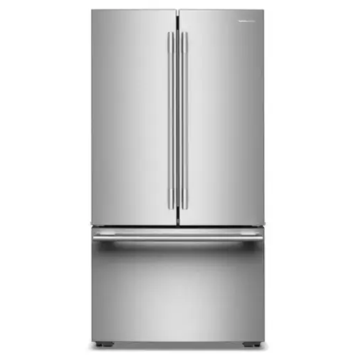 Front. KitchenAid - 36 in. Wide 24 cu. ft. French Door Counter-Depth Refrigerator with Interior Dispense - PrintShield Stainless.