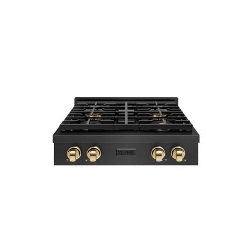 ZLINE - Autograph 30 in. 4 Burner Paramount DuoPro Gas Rangetop in Black Satin Steel and Gold Accents (PSRTBSZ-30-G) - Black Satin Stainless Steel-Front_Standard 