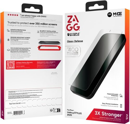 ZAGG InvisibleShield Glass+ Defense Motorola Moto G Stylus 2025 - Clear GLOBAL SHIPPING