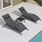 PURPLE LEAF - 3-Pieces Oversized Aluminum Outdoor Chaise Lounge Patio Lounge Chair with Side Table - Gray-Front_Standard
